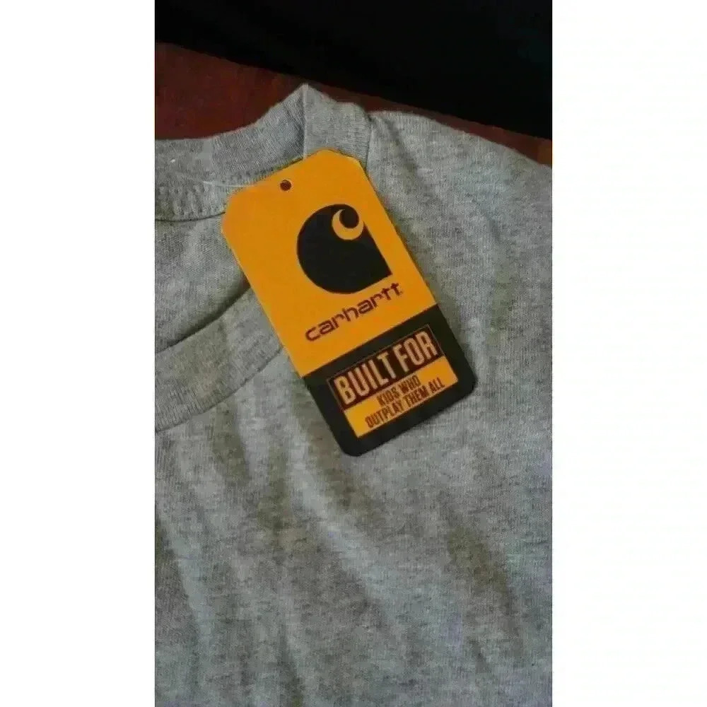 NWT Carhartt Kids' Heather Gray Short Sleeve Pocket T-Shirt, Size XL (18/20) - Picture 4 of 11
